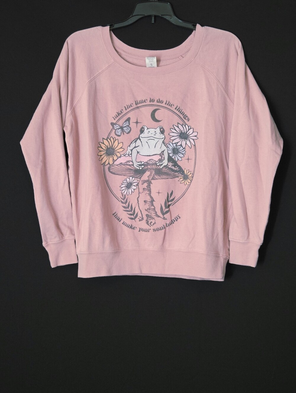 Fifth Sun Pink Frog Graphic Crewneck Sweatshirt Size Small